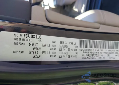 2015 Jeep Grand Cherokee Overland из США, поврежденный, VIN 1C4RJECG6FC755168